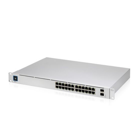 Picture of Ubiquiti UniFi 24 port Managed Gigabit Layer2 & Layer3 Switch, Auto-sensing 802.3at PoE+ & 802.3bt PoE, SFP+, Touch Display - 400W GEN2,