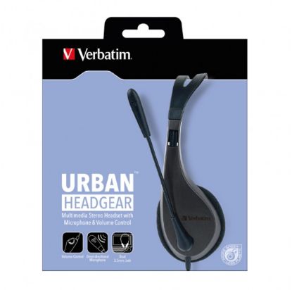 Picture of Verbatim Multimedia Headset with Microphone - 3.5mm Jack, Wide Frequency Stereo, 40mm Drivers, Comfortable Ergonomic Fit, Adjustable