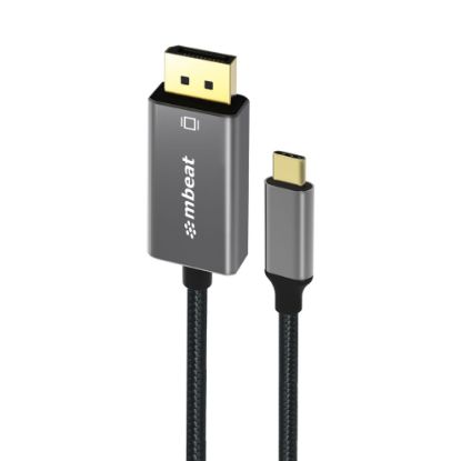 Picture of mbeat Tough Link 1.8m 4K USB-C to Display Port Cable - Converts USB-C to DisplayPort,4K@60Hz (3840×2160), Gold Plated, Aluminium, Nylon Braided Cable