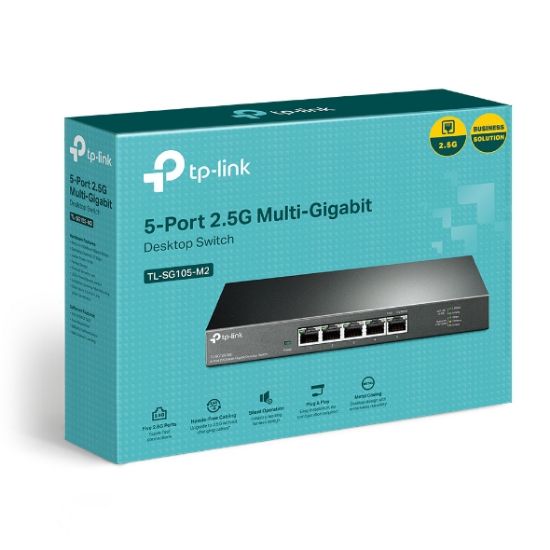 Picture of TP-Link TL-SG105-M2 5-Port 2.5G Desktop Switch, Up To 25G Switching Capacity, Connects 2.5G NAS/Server, 2.5G WiFi 6 AP, 4K Video, Wall-Mountable, 5YW