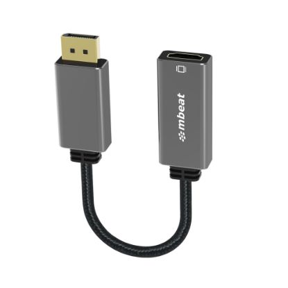 Picture of mbeat Elite Display Port to HDMI Adapter - Converts DisplayPort to HDMI Female Port, Supports 4K@60Hz (3840×2160),  Nylon Braided Cable - Space Grey