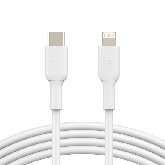 Picture of Belkin BoostCharge Lightning to USB-C Cable (1M) - White (CAA003bt1MWH), 18W, 480Mbps, 25K+ Bends, Apple iPhone/iPad, MFi-Certified, 2 Years Warranty