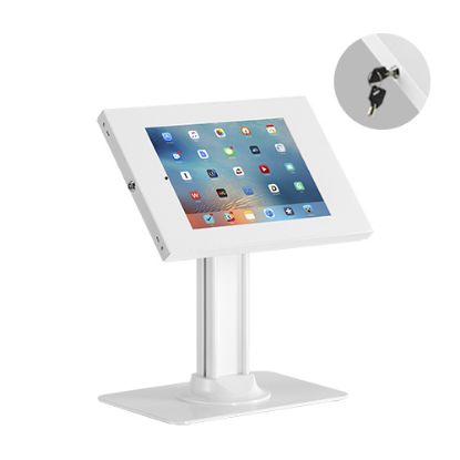 Picture of Brateck Anti-Theft Countertop Tablet Holder with Bolt Down Base Fit most  9.7' to 11' tablets - White 300x200x469mm, Anti-theft Lock with a Key (LS)