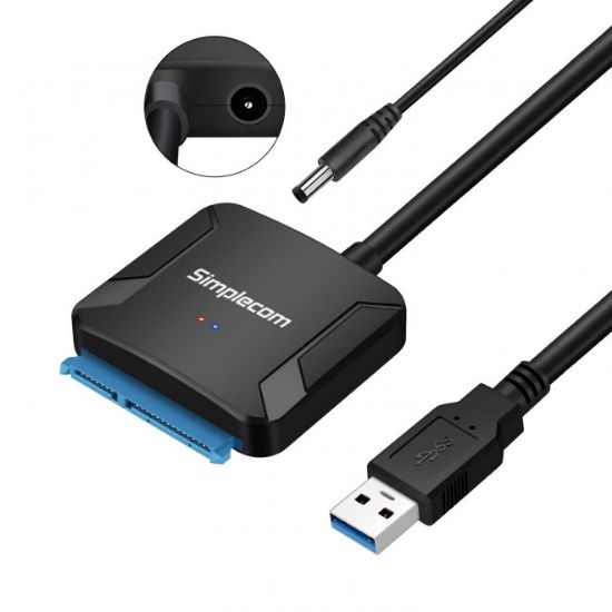 Picture of Simplecom SA236 USB 3.0 to SATA Adapter Cable Converter with Power Supply for 2.5' & 3.5' HDD SSD