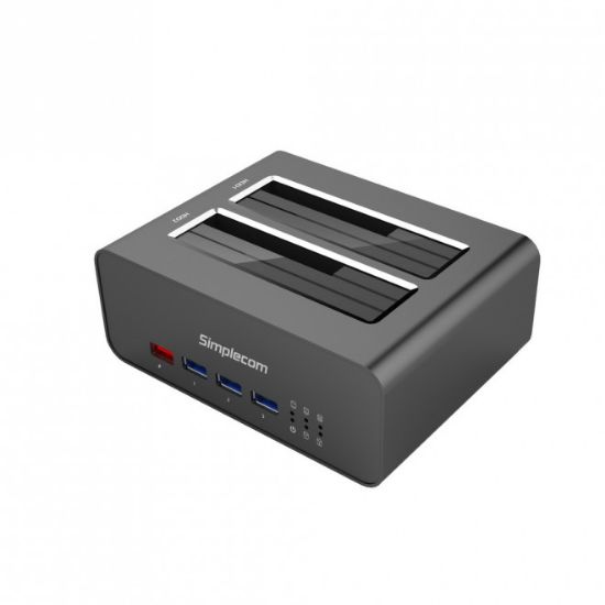 Picture of Simplecom SD352 USB 3.0 to Dual SATA Aluminium Docking Station with 3-Port Hub and 1 Port 2.1A USB Charger