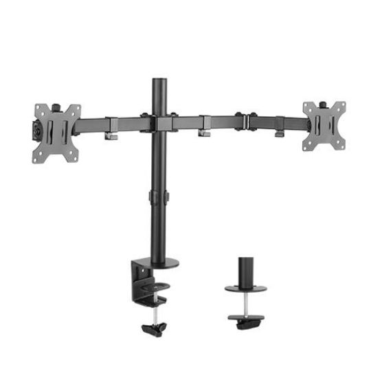 Picture of Brateck Dual Screens Economical Double Joint Articulating Steel Monitor Arm Fit Most 13’’-32’’ Monitors Up to 8kg per screen VESA 75x75/100x10