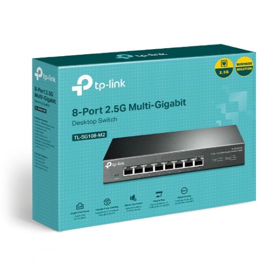Picture of TP-Link TL-SG108-M2 8-Port 2.5G Desktop Switch, Up To 40G Switching Capacity, Connects 2.5G NAS/Server, 2.5G WiFi 6 AP, 4K Video, Wall Mountable, 5YW