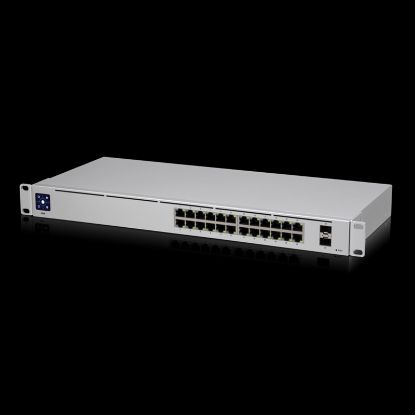 Picture of Ubiquiti UniFi 24 port Managed Gigabit Switch - 24x Gigabit Ethernet Ports, with 2xSFP - Touch Display - Fanless - GEN2,