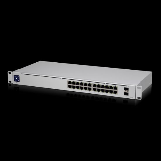 Picture of Ubiquiti UniFi 24 port Managed Gigabit Switch - 24x Gigabit Ethernet Ports, with 2xSFP - Touch Display - Fanless - GEN2,