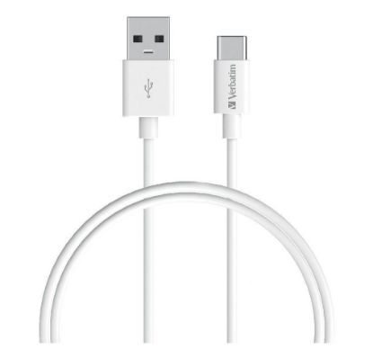 Picture of Verbatim Charge & Sync USB-C Cable 1 Meter - White USB C to USB A. Durable Design. Fast Charge  QC 2.0 and 3.0.