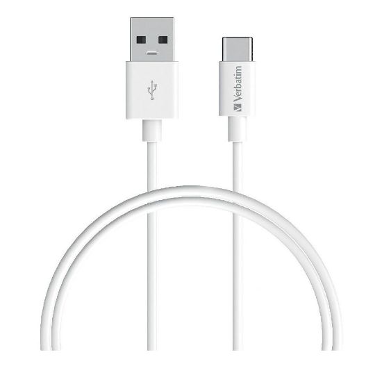 Picture of Verbatim Charge & Sync USB-C Cable 1 Meter - White USB C to USB A. Durable Design. Fast Charge  QC 2.0 and 3.0.