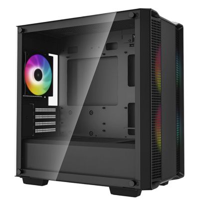Picture of DeepCool CC360 ARGB Micro-ATX Case 3x120mm Pre-Installed ARGB Fans ,Tempered Glass Panel, Front USB3.0×1、USB2.0×1、Audio×1