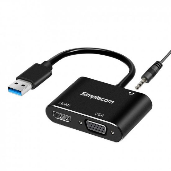 Picture of Simplecom DA316A USB to HDMI + VGA Video Card Adapter with 3.5mm Audio