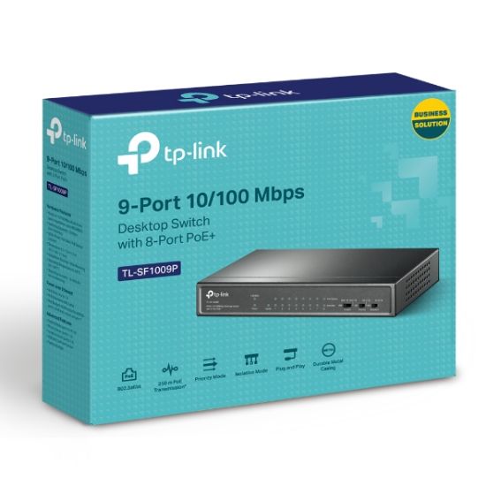 Picture of TP-Link TL-SF1009P 9-Port 10/100Mbps Desktop Switch with 8-Port PoE+, Up to 65W for 8 PoE ports, Up to 30W for each PoE port