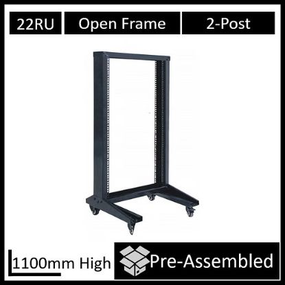 Picture of LDR Flat Packed 22U 2-Post Open Frame Rack, Black Metal Construction