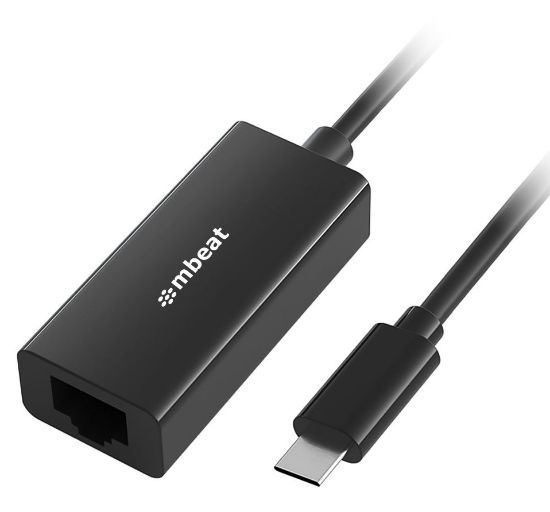 Picture of mbeat®  USB-C Gigabit Ethernet Adapter - Black Fast and secure RJ45, up to 1000Mbps speed. Plug-and-play Compact and lightweigh Weight: 23g