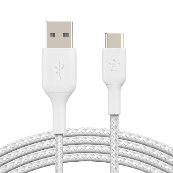 Picture of Belkin BoostCharge Braided USB-C to USB-A Cable (1M) - White (CAB002bt1MWH), 15W, 480Mbps, 30K+ Bends, USB-IF Certified, iPad,MacBook,2 Years Warranty