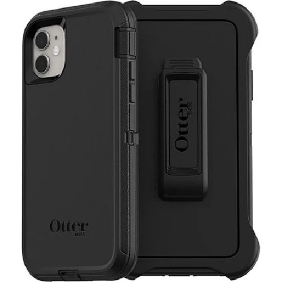 Picture of OtterBox Defender Apple iPhone 11 Case Black - (77-62457), DROP+ 4X Military Standard, Multi-Layer, Included Holster, Rugged, 7 Years Warranty