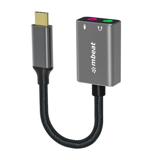 Picture of mbeat Elite USB-C to 3.5mm Audio and Microphone Adapter -  Adds Headphone Audio and Microphone Jack to USB-C Computer, Tablet Smartphone Devices