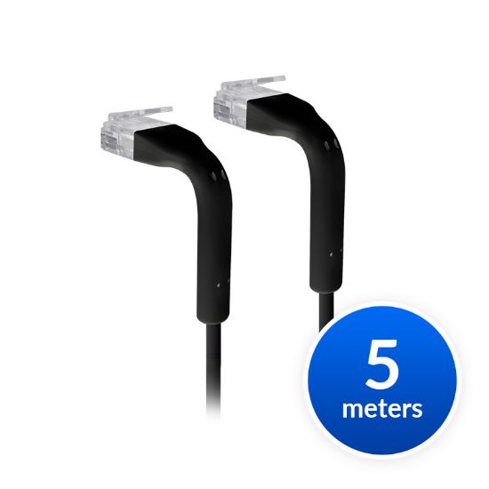 Picture of Ubiquiti UniFi Patch Cable Single Unit, 5m, Black, End Bendable to 90 Degree, RJ45 Ethernet Cable, Cat6, Ultra-Thin 3mm Diameter