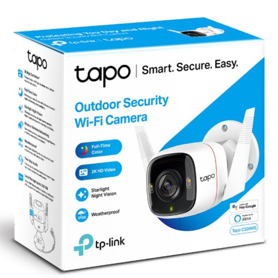 Picture of TP-Link Tapo C320WS Outdoor Security Wi-Fi Camera, H.264, 2-Way Audio, Night Vision, Motion Detect, Voice Control, Weatherproof, Sound