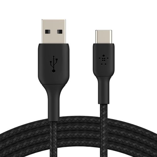 Picture of Belkin BoostCharge Braided USB-C to USB-A Cable 2M - Black (CAB002BT2MBK),15W, 480Mbps, 30K+ Bends, Samsung Galaxy,USB-IF Certified, 2 Years Warranty