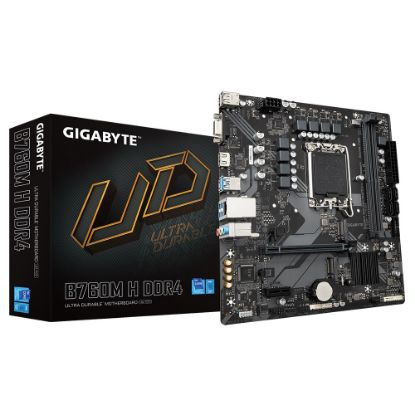 Picture of Gigabyte B760M H DDR4 Intel LGA 1700 m-ATX Motherboard, 2x DDR4 ~64GB, 1x PCI-E x16, 2x M.2, 4x SATA, 3x USB 3.2, 2x USB 2.0,