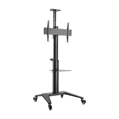 Picture of Brateck Ultra-Modern Aluminum TV Cart (Landscape/Portrait Orientation)  Fit 37'-70' Up to 70Kg - Matte Black 890x760x2157mm (LS)