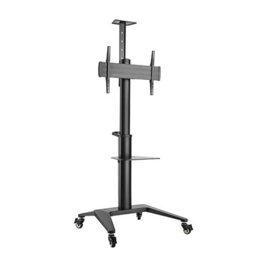 Picture of Brateck Ultra-Modern Aluminum TV Cart (Landscape/Portrait Orientation)  Fit 37'-70' Up to 70Kg - Matte Black 890x760x2157mm (LS)