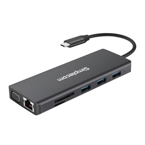 Picture of Simplecom CHN612 USB-C 12-in-1 Multiport Docking Station Dual HDMI + VGA Triple Display Gigabit LAN