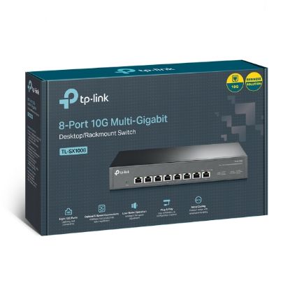 Picture of TP-Link TL-SX1008 8-Port 10G Desktop/Rackmount Switch, 160Gbps, Intelligent Fan Noise adjustment, Metal Casing, Plug and Play