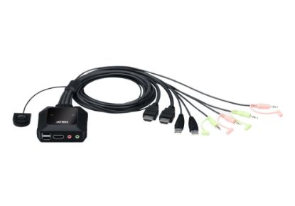 Picture of Aten 2 Port USB 4K @60Hz HDMI Cable KVM Switch with Remote Port Selector