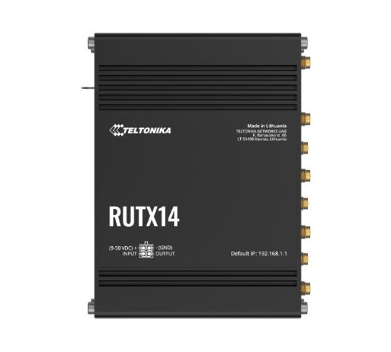 Picture of Teltonika RUTX14 4G LTE CAT12 Industrial Cellular Router, Instant LTE Failover, Dual Band WiFi 802.11ac, GNSS/GPS and Bluetooth LE, PSU included