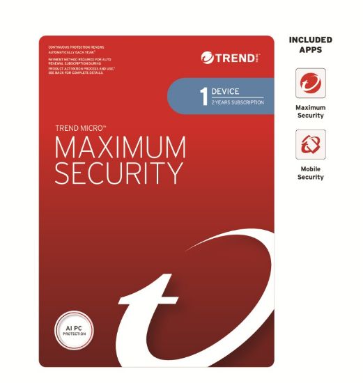 Picture of Trend Micro Maximum Security (1 Device) 2 Year Retail Mini Box Auto Renew