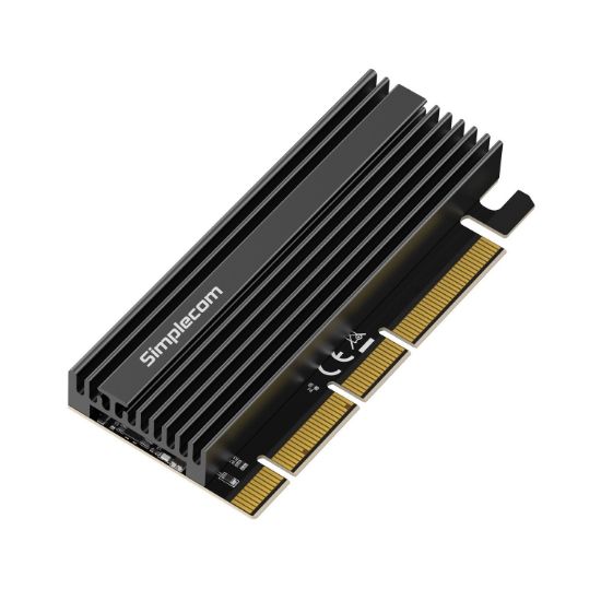 Picture of Simplecom EC415B NVMe M.2 SSD to PCIe x4 x8 x16 Expansion Card with Aluminium Heat Sink Black