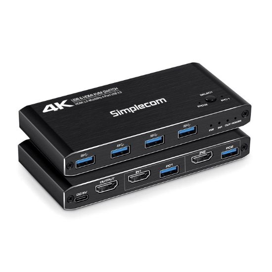 Picture of Simplecom KM420 2-Port HDMI KVM Switch HDMI 2.0 4K@60Hz 4-Port USB 3.0 Hub 5Gbps
