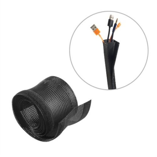 Picture of Brateck Flexible Cable Wrap Sleeve with Hook and Loop Fastener (135mm/5.3' Width) Material Polyester Dimensions 1000x135mm -  Black(LS)