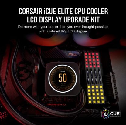 Picture of Corsair iCUE ELITE CPU Cooler LCD Display Upgrade Kit transforms your CORSAIR ELITE CAPELLIX CPU cooler into a personalized dashboard Display