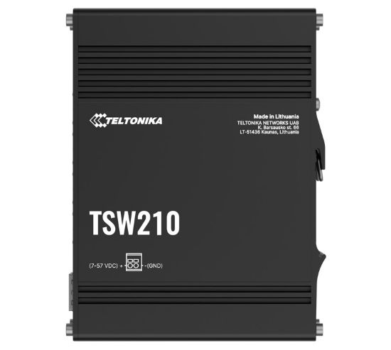 Picture of Teltonika TSW210 Industrial Ethernet Switch, 2x SFP Ports, 8x Gigabit Ethernet Ports with speeds of up to 1000 Mbps, DIN Rail, PSU excluded