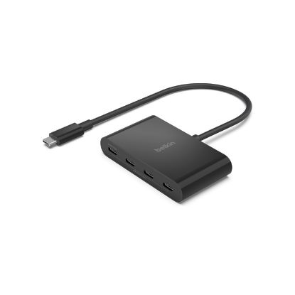 Picture of Belkin Connect USB-C to 4-Port USB-C Hub - Black (AVC018btBK), Achieve up to 10Gbps Transfer Speeds, 100W PD, No drivers needed, 2 Years Warranty