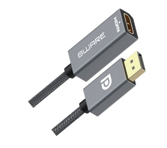 Picture of 8ware DisplayPort DP to HDMI Adapter Converter Cable 15cm - Male to Female 1080P Gold-Plated for PC/Laptop to HDTVs Projectors Displays Retail Pack