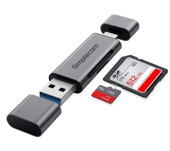 Picture of Simplecom CR402 SuperSpeed USB-C and USB-A SD/MicroSD Card Reader USB 3.2 Gen 1 (USB 3.0)