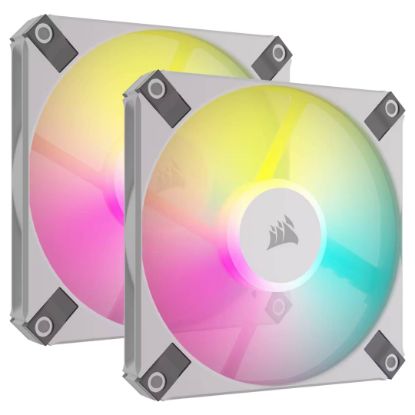 Picture of Corsair AF SLIM Series, AF120 RGB SLIM WHITE, 120mmx15mm Fluid Dynamic Bearing RGB PWM Fan, Dual Pack with Lighting Node CORE