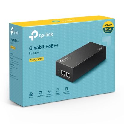 Picture of TP-Link TL-POE170S Omada PoE++ Injector, 2 Gigabit Ports, 802.3af/at/bt, Integrated Power Supply, Wall Mountable, Plug & Play