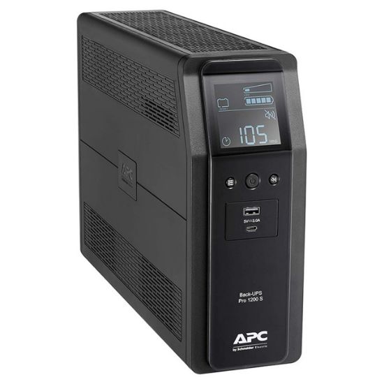 Picture of APC Back-UPS Pro 1200VA/720W Line Interactive UPS, Tower, 230V/10A Input, 8x IEC C13 Outlets, Lead Acid Battery, USB Type A + C Ports, LCD