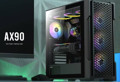 Picture of Antec AX90 ATX, 2x 360mm Radiator Support, 4x ARGB 12CM Fans 3x Front & 1x Rear included. RGB controller for six fans. Mesh Tempered Glass Case (LS)