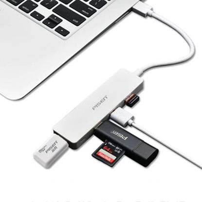 Picture of Pisen USB-C to 4xUSB-A 3.0 Charging HUB - TPE Flexible Wire, Light Indicator, Resistant to Pulling and Bending, More Durable, High-Speed Transmission