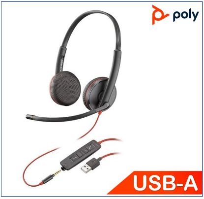 Picture of Plantronics/Poly Blackwire 3225 Headset, USB-A, Stereo, 3.5mm duo corded, Noise canceling, Dynamic EQ, SoundGuard, Intuitive call control, **PROMO**
