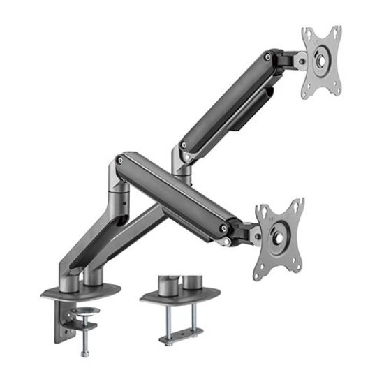 Picture of Brateck Dual Monitor Economical Spring-Assisted Monitor Arm Fit Most 17'-32' Monitors, Up to 9kg per screen VESA 75x75/100x100 Space Grey