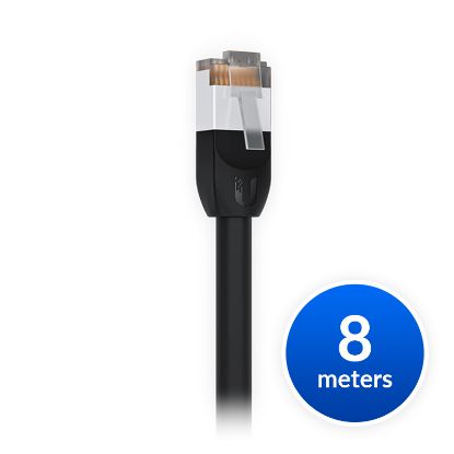 Picture of Ubiquiti UniFi Patch Cable Outdoor 8M Black, Single Unit All-weather, RJ45 Ethernet Cable, Category 5e, Weatherproof